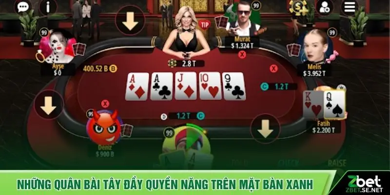 Những quân bài Tây đầy quyền năng trên mặt bàn xanh