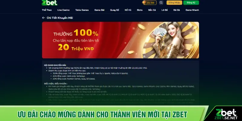 Ưu đãi chào mừng dành cho thành viên mới tại ZBET